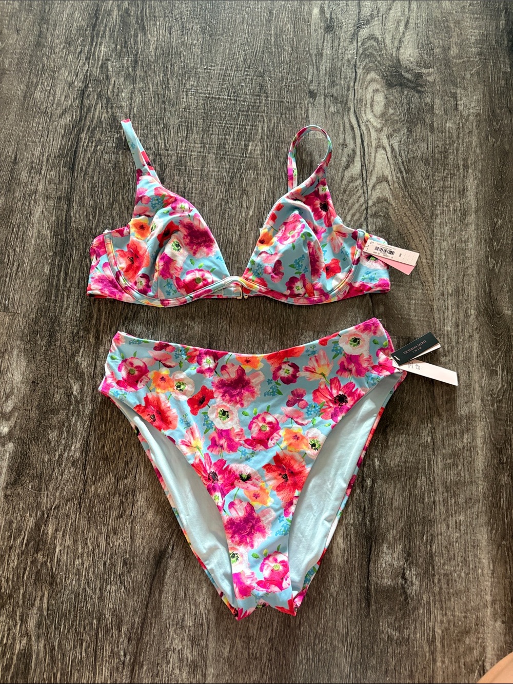 Victoria's Secret Light Blue Floral Bikini Set